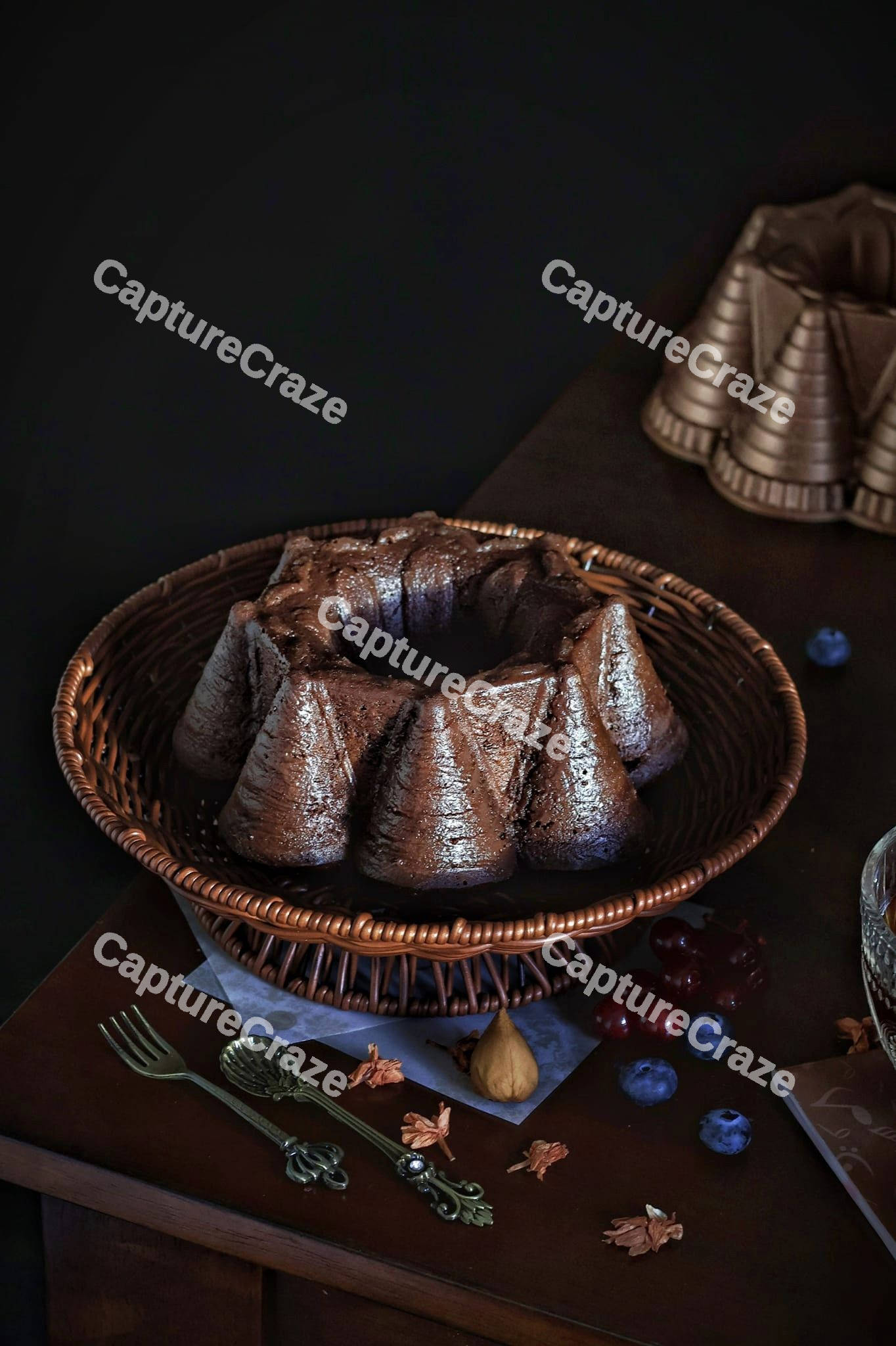 Chocolate cake on the stand